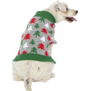 Small dog holiday pet sweater Christmas trees ugly Christmas sweater for dog cat